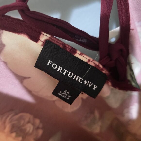 Stitch Fix Maroon Floral V-Neck Dress 2X NWT | Buttery Soft + Flowy Fit - Picture 8 of 15